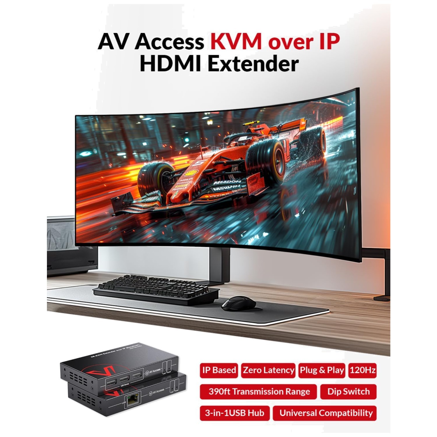 HDMI USB KVM Extender 120M 1080P@120Hz Plug & Play