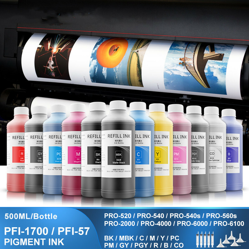 12*500ML Pigment Ink For Canon PFI-1700 PFI-57 PRO-520 540 PRO-2000 PRO-4000