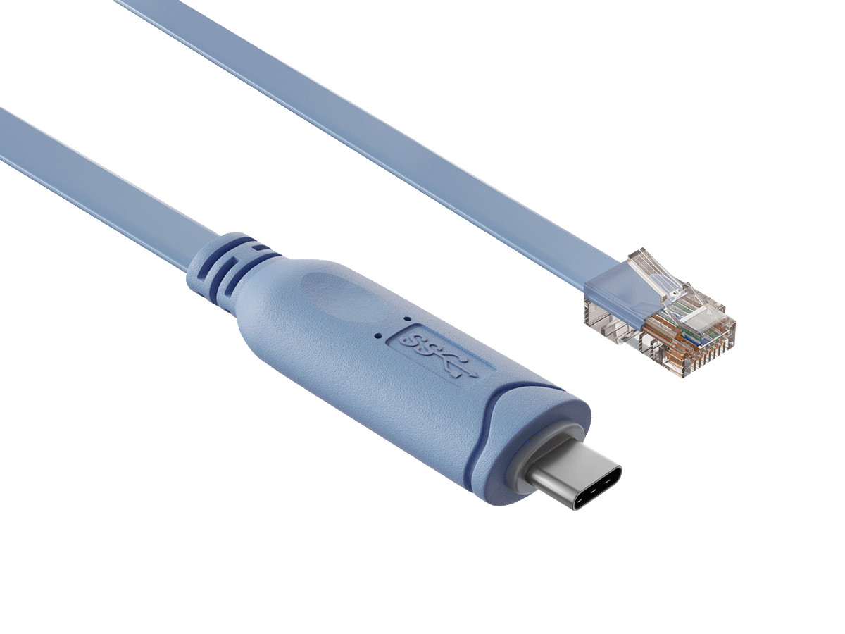10ft Cisco Console Cable USB-C to RJ45 8P8C Flat Serial Console Cable, Blue