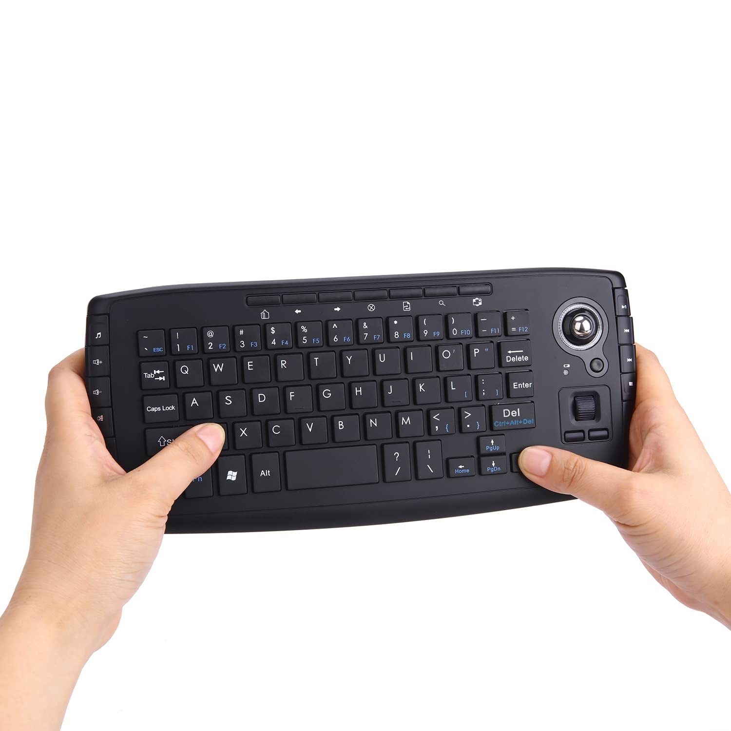 Multimedia 2.4Ghz Wireless Mini Keyboard with Trackball Mouse Scroll Wheel fo...