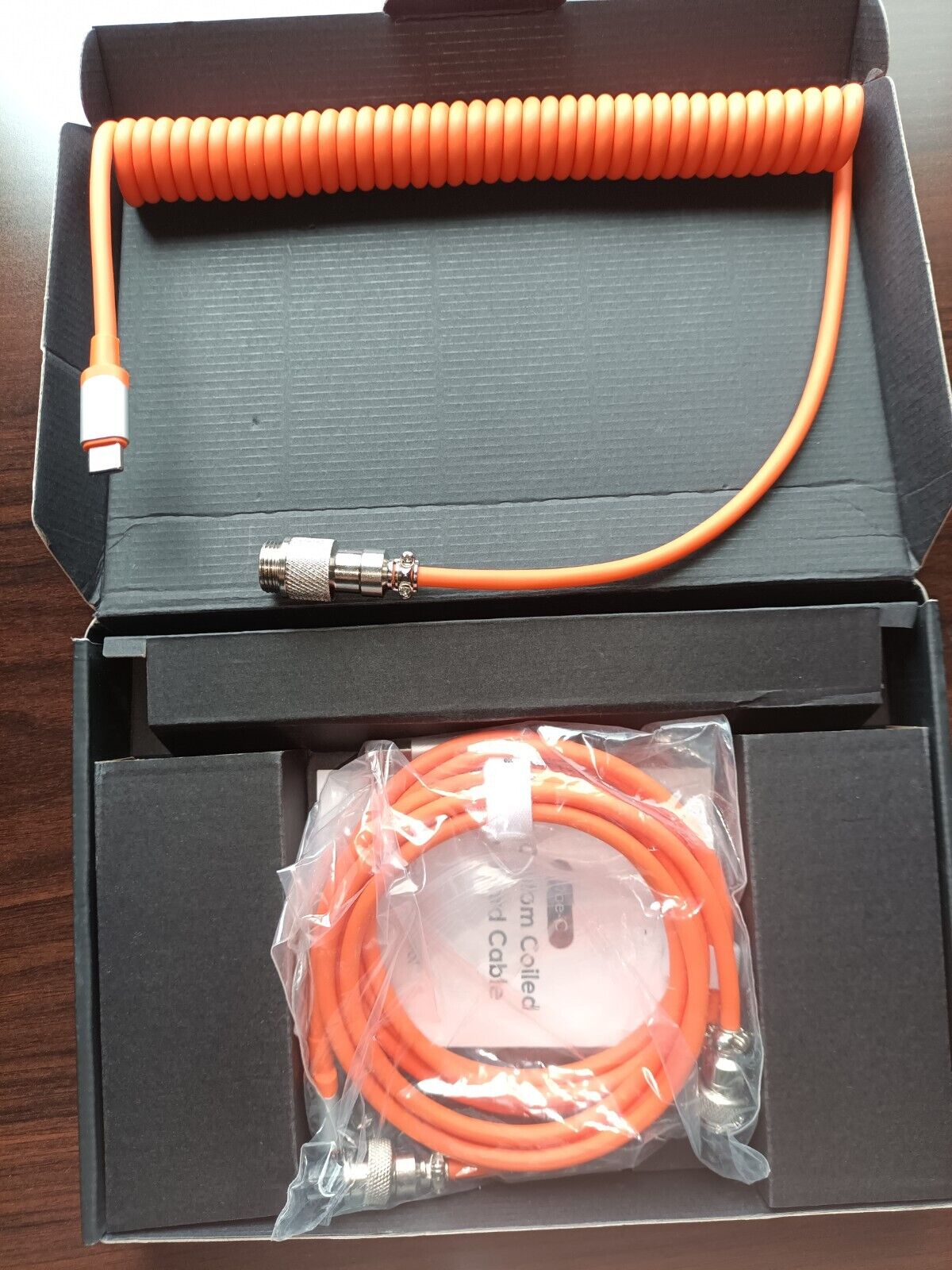 Orange Attack Shark Custom Coiled Mechanical Keyboard Cable USB-C to USB-A