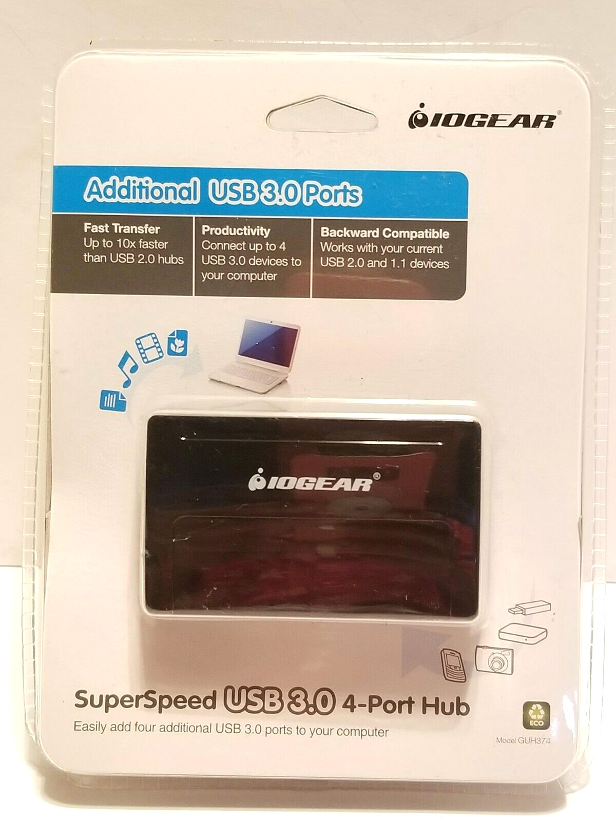IOGEAR SuperSpeed USB 3.0 4-Port Hub GUH374