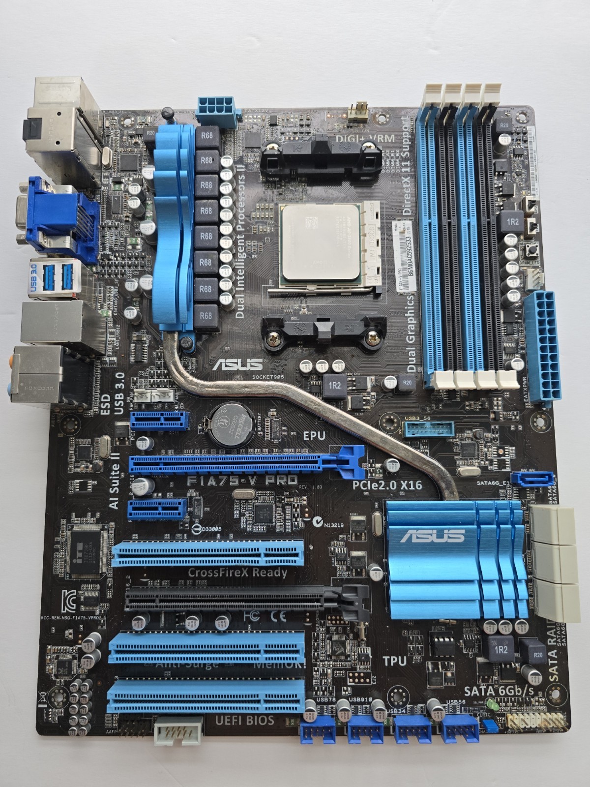 Asus F1A75-V Pro Motherboard + AMD A8-3800 CPU A75 (Hudson D3) USB 3.0 HDMI ATX