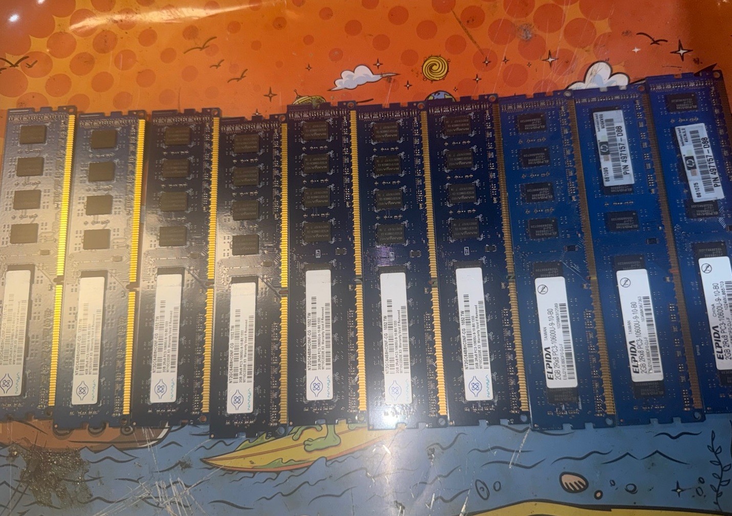 LOT OF 10 Modules, 2 Diff Brands 2GB 1Rx8 PC3-10600u Desktop Ram