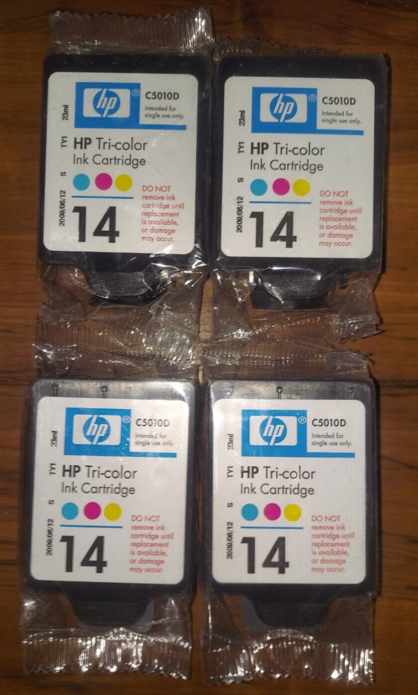 LOT OF 4 HP 14 C5010D TRI-COLOR CARTRIDGES EXPIRED SEALED GENUINE