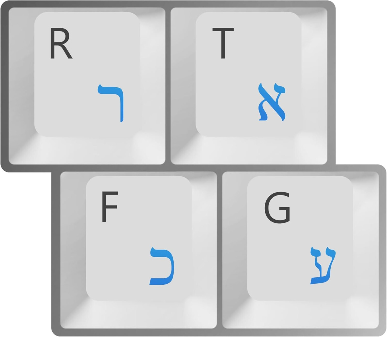 HQRP Hebrew Keyboard Stickers Blue Letters on Transparent Background for All PC