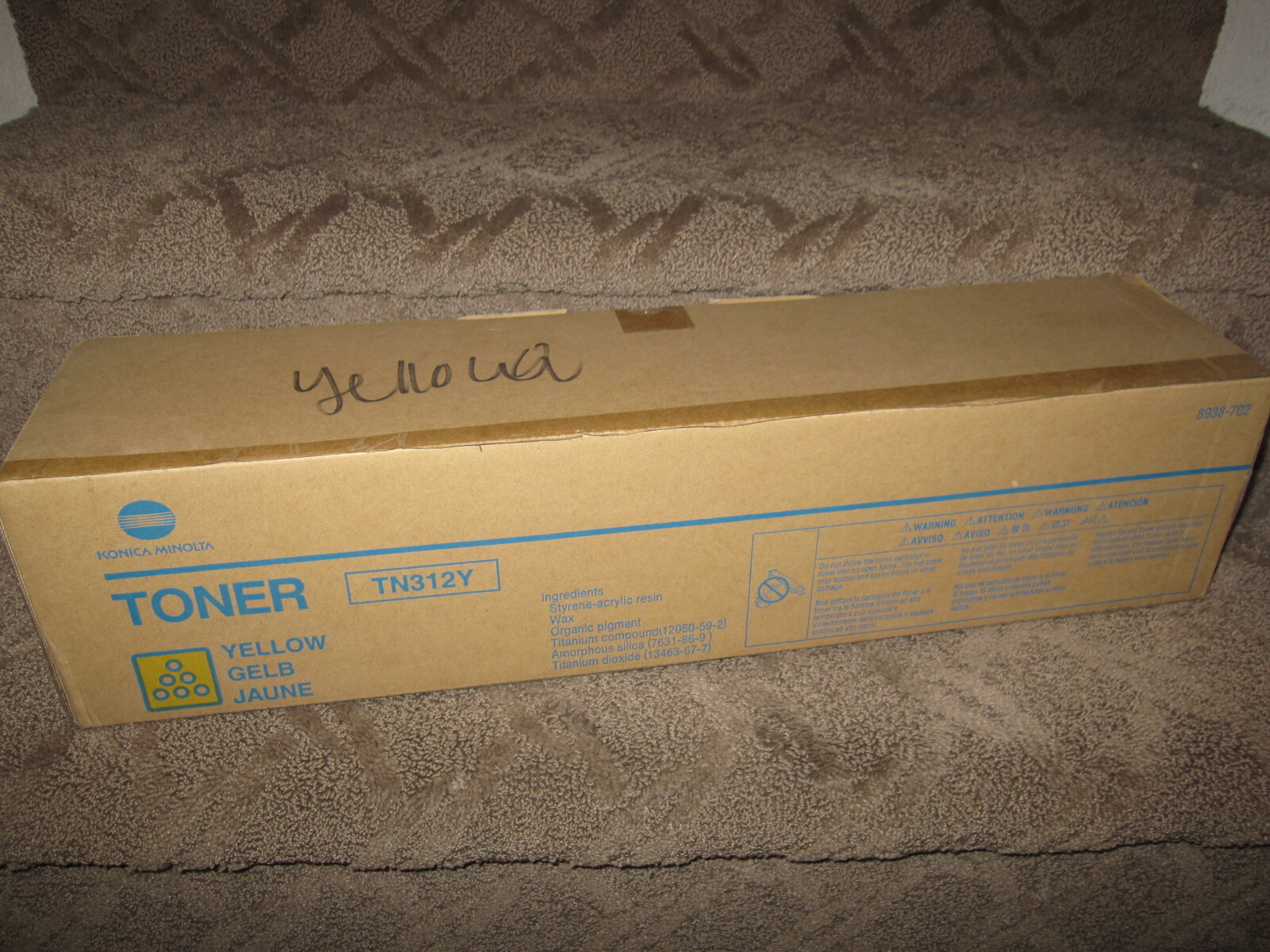 Konica Minolta TN312Y Yellow Toner Cartridge OEM Genuine TN 312Y 8938-702