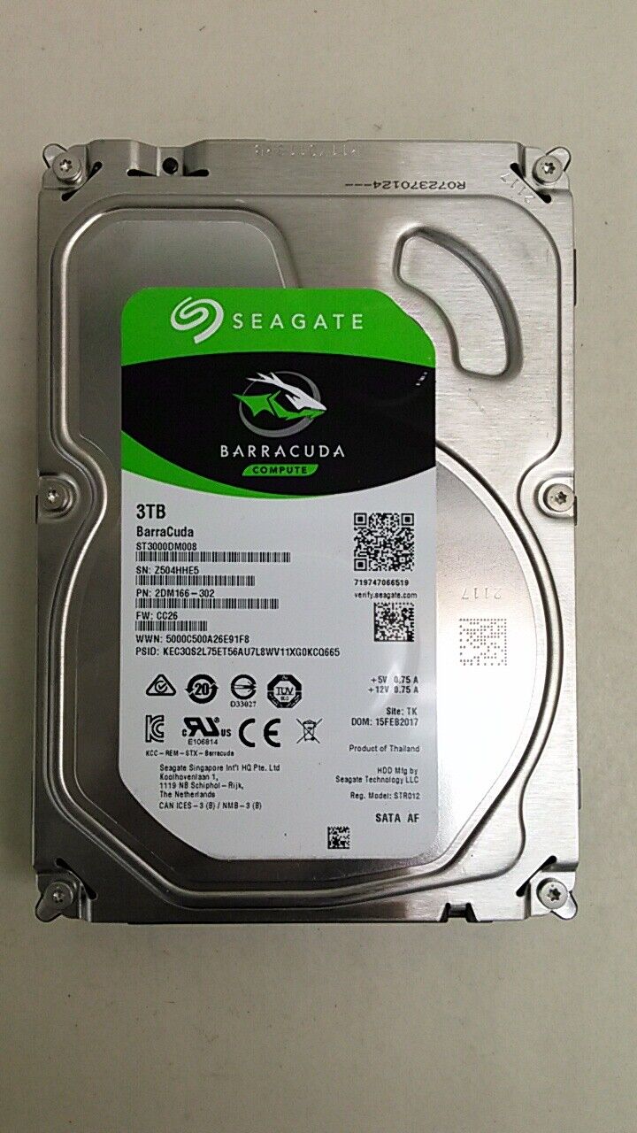 Seagate ST3000DM008 BarraCuda 3 TB 3.5 in SATA III Desktop Hard Drive