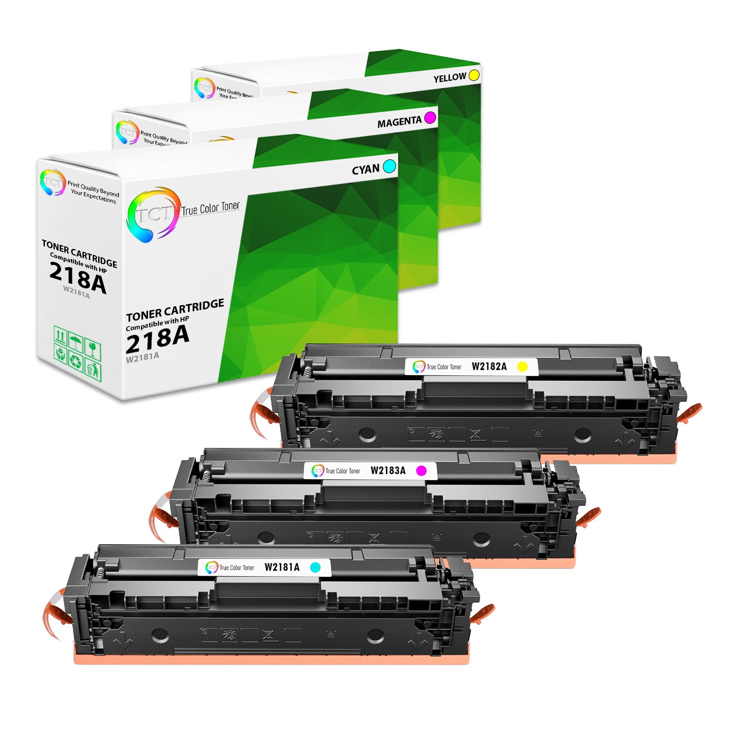 3 Pack TCT Premium 218A BCYM for Compatible HP LaserJet Pro 3201 Toner WITH