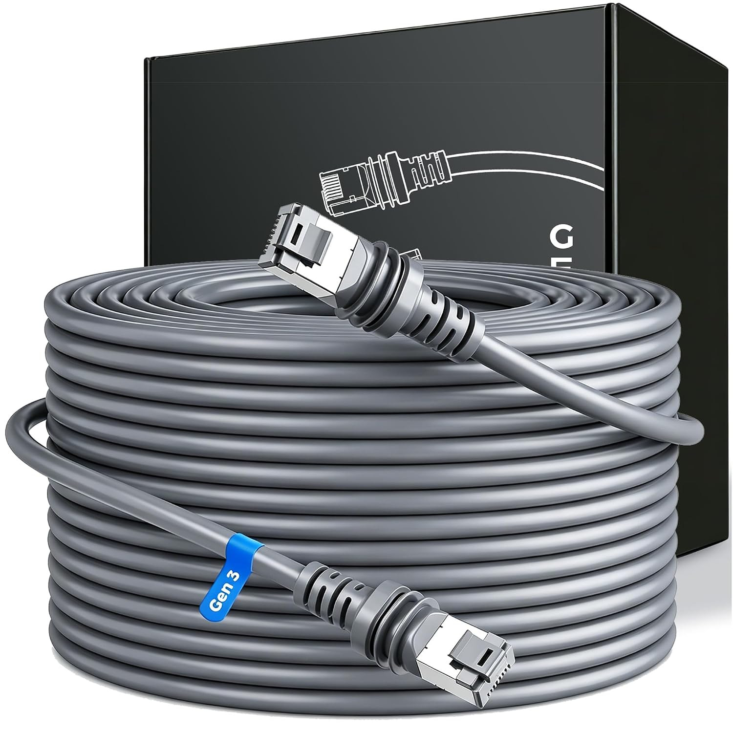 Starlink Gen 3 Cable 200FT/60M 24AWG, Waterproof Satellite Replacement Standard