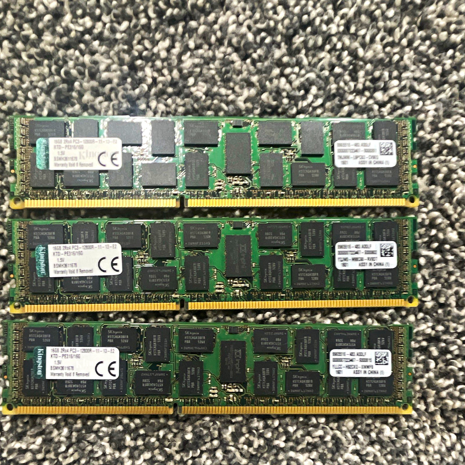 Kingston 48GB (3x16GB) DDR3L PC3L-12800R ECC Reg RDIMM KTD-PE316/16G