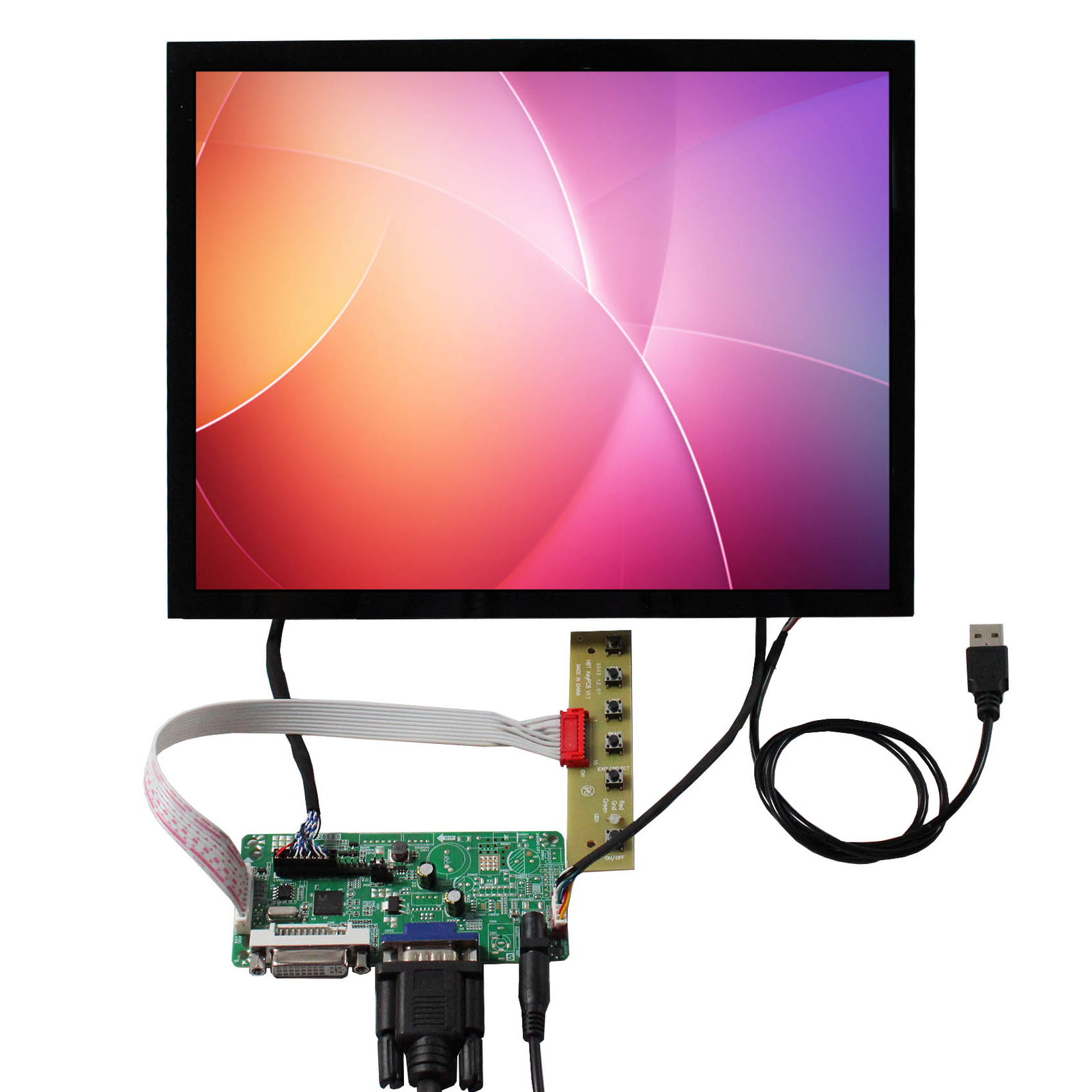 DVI VGA LCD Controller Board 12.1 in CLAA121XA02DW 1024X768 Capacitive Touch LCD