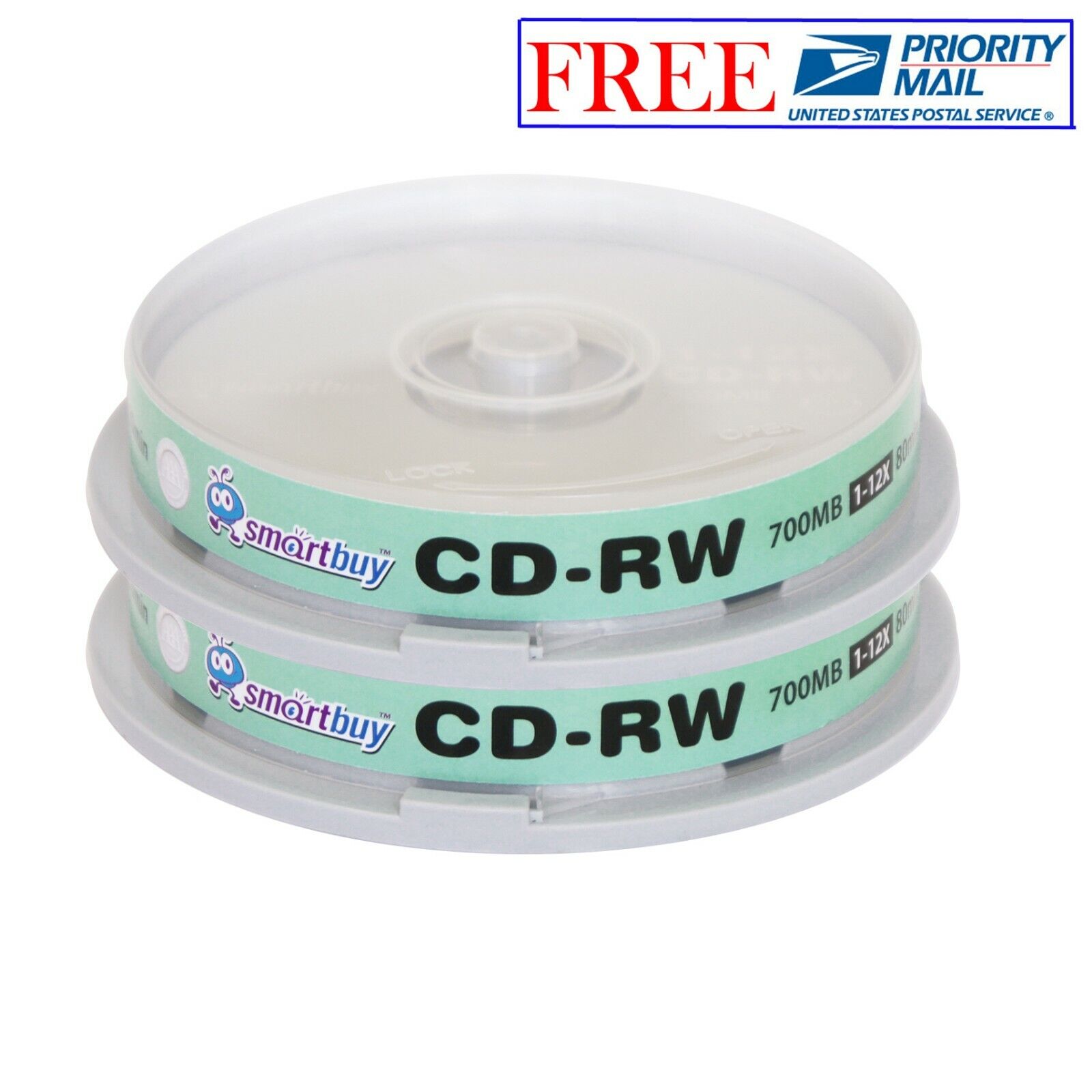 20 Pack Smartbuy CD-RW 1-12X 700MB/80Min High Speed Branded Logo Rewritable Disc