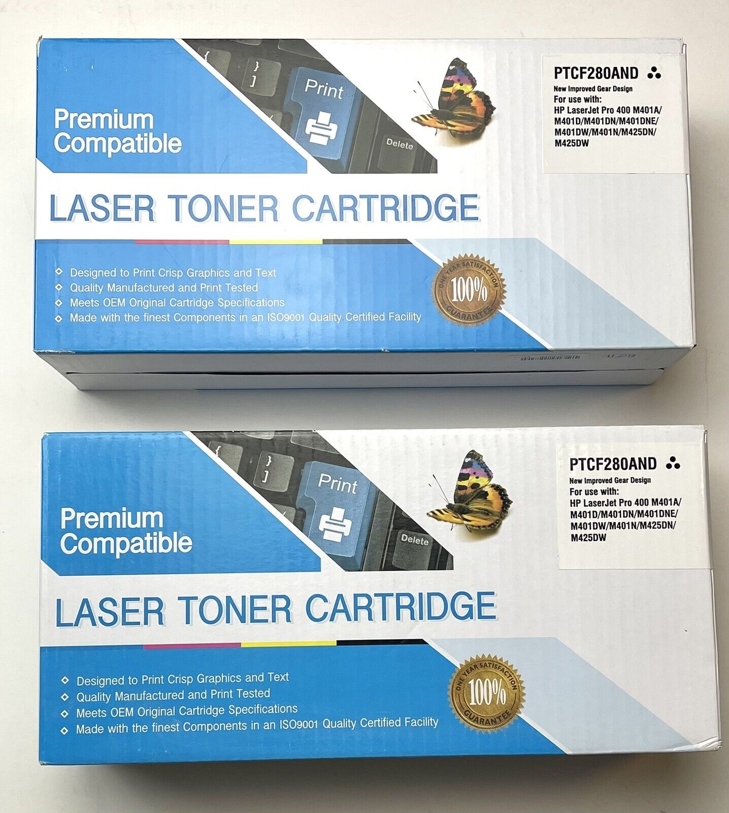 2x Premium Compatible Laser TONER CARTRIDGE Black PTCF280AND for HP 400 NIB NEW
