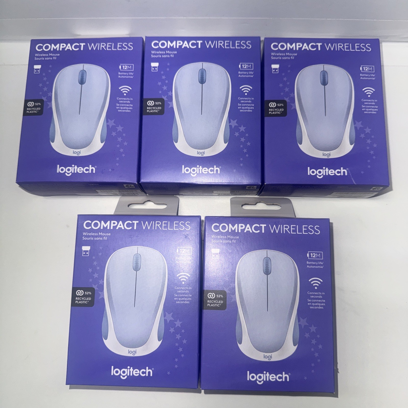 5 Pack Lot Logitech M317c Design Collection Wireless Mouse Baby Blue Connect