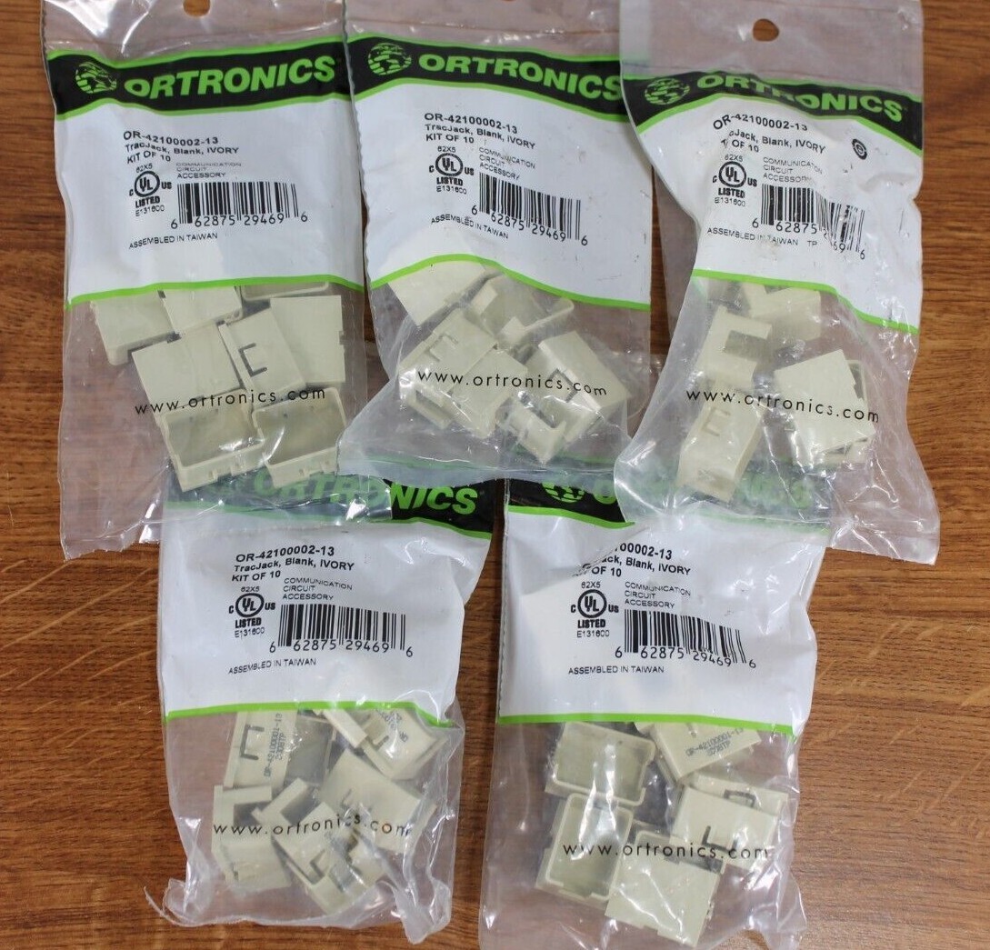 Ortronics - OR-42100002-13 - TracJack - Blank - IVORY - 50 - 5 Packs of 10  NEW