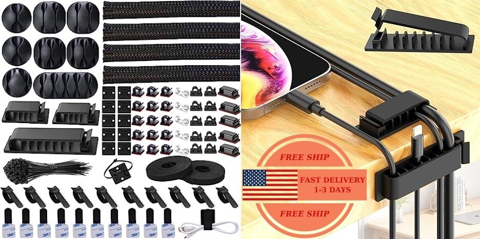 Kit de gestión de cables de 192 piezas, funda organizadora de 4 cables, neuvo.