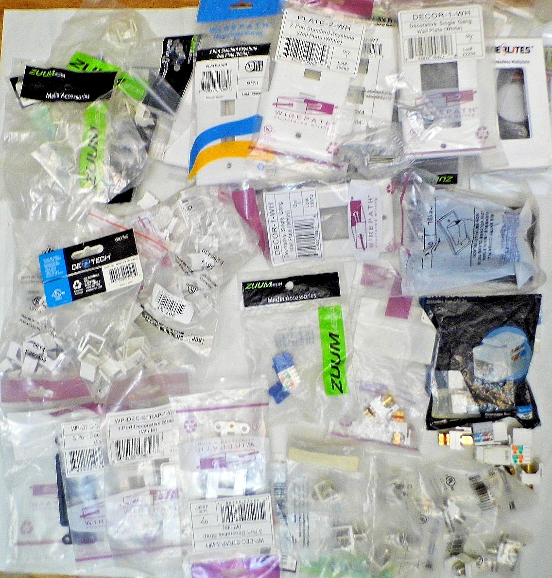 750 Pc Lot Mix Keystone RJ45 Cat6 Cat5e Wallplates, Inserts, Jacks, More NEW