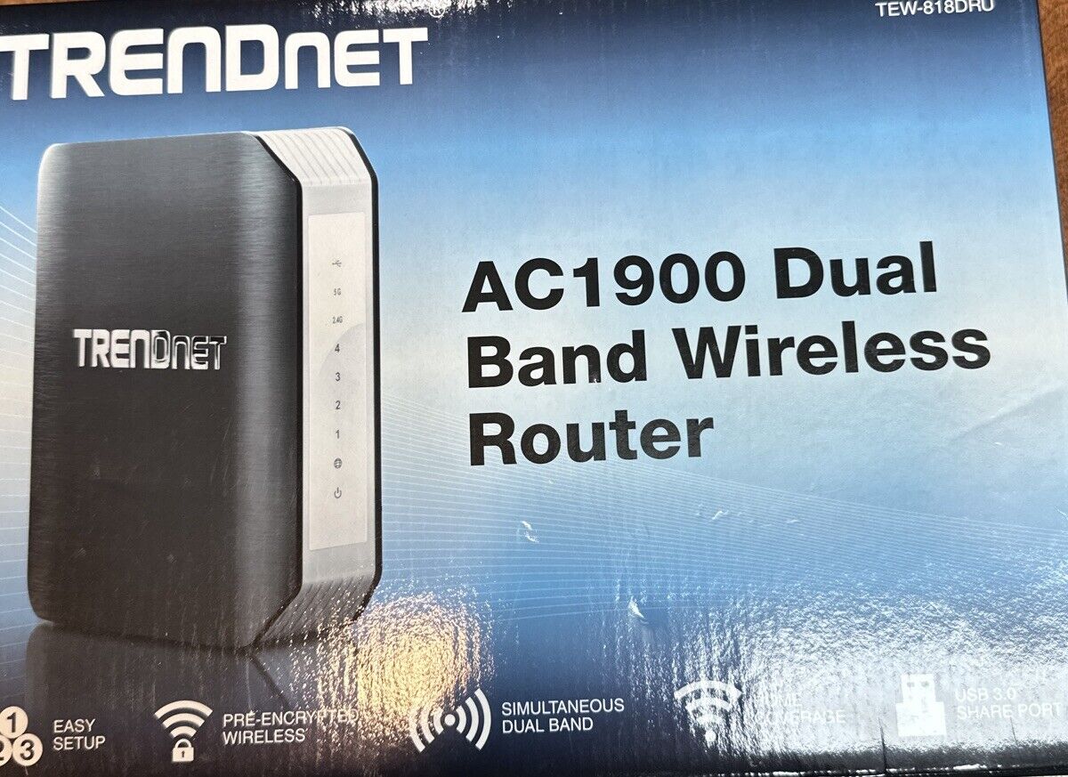 TRENDnet TEW-818DRU AC1900 Dual Band 4 Port Wireless Wifi Gigabit Router USB 3.0
