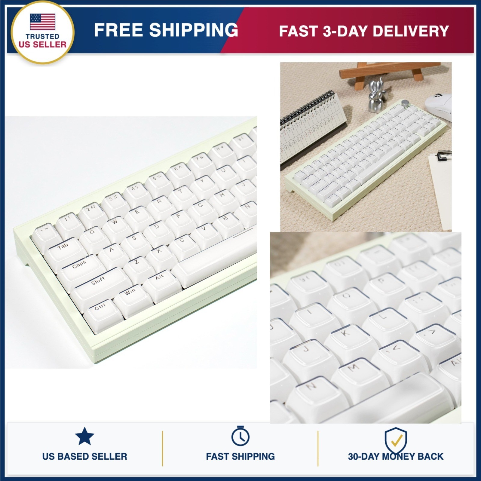 Crystal Jelly Keycaps Set 135 Keys White OEM Profile Translucent Shine Through