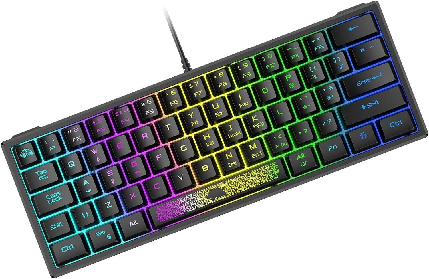 Gaming Keyboard K61 RGB - Mechanical Feel 60% compact professional anti-ghosting