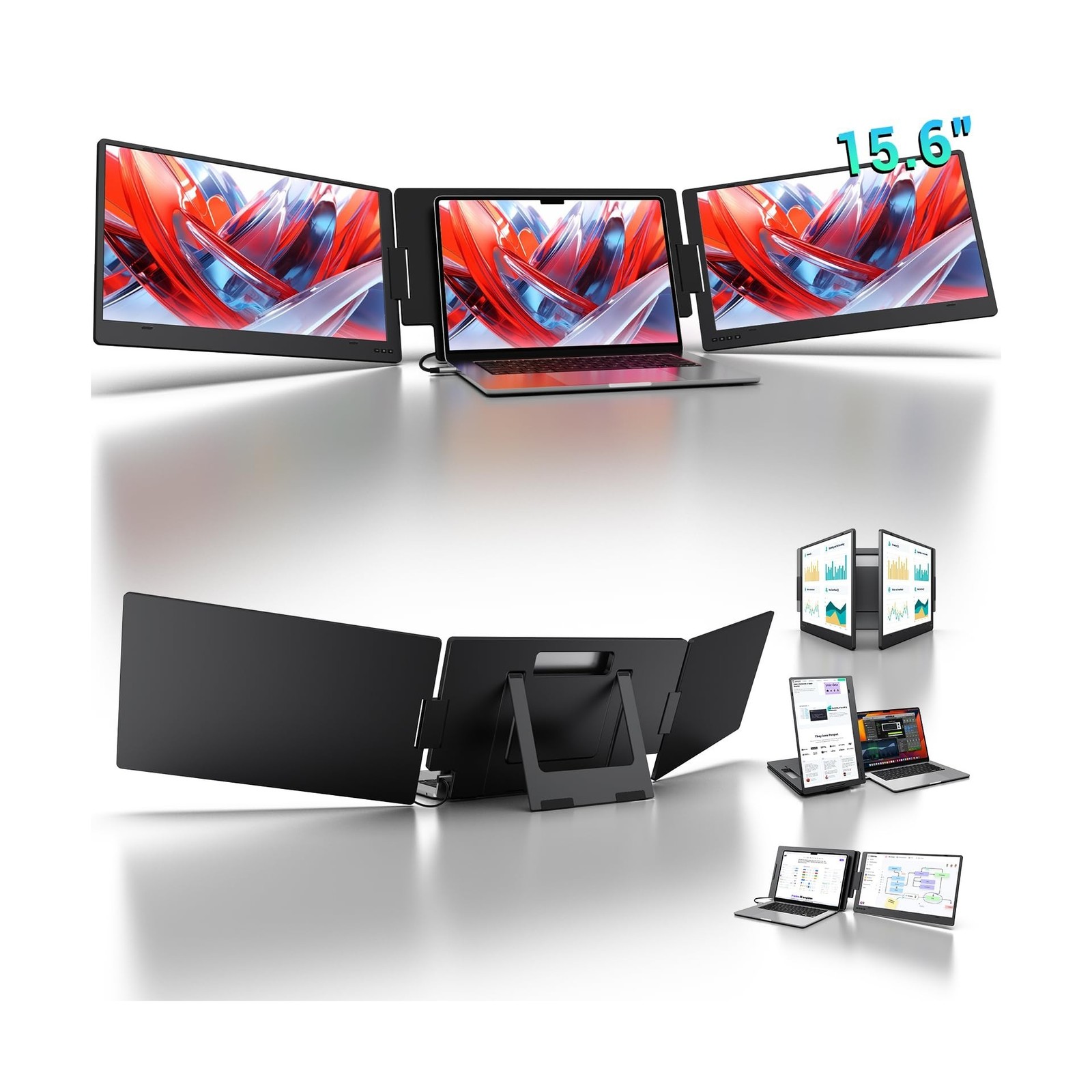 KYY 15.6" Laptop Screen Extender, 1080P FHD IPS Portable Monitor, One Cable U...
