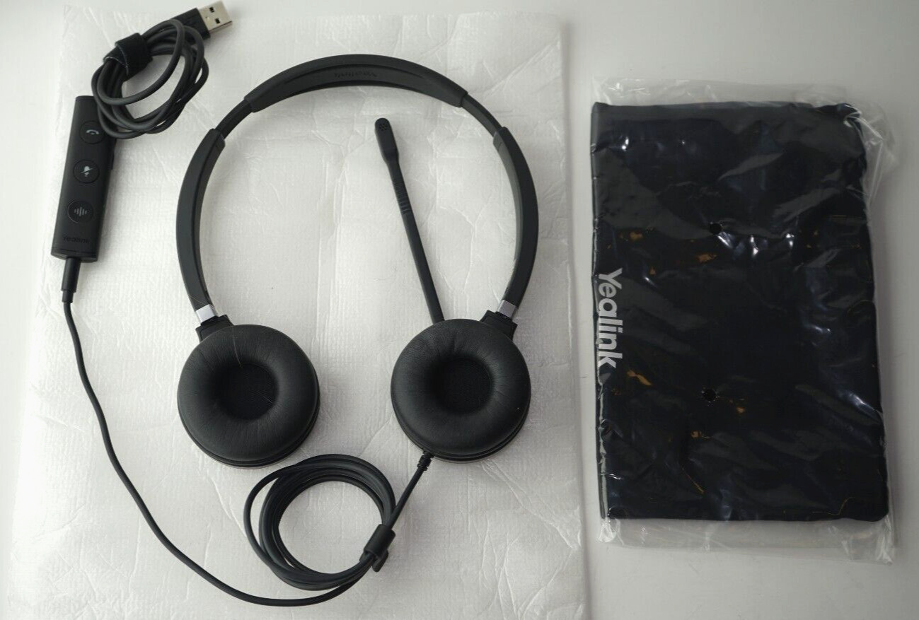 Yealink UH36 USB Wired Dual Headset Black Silver Tested
