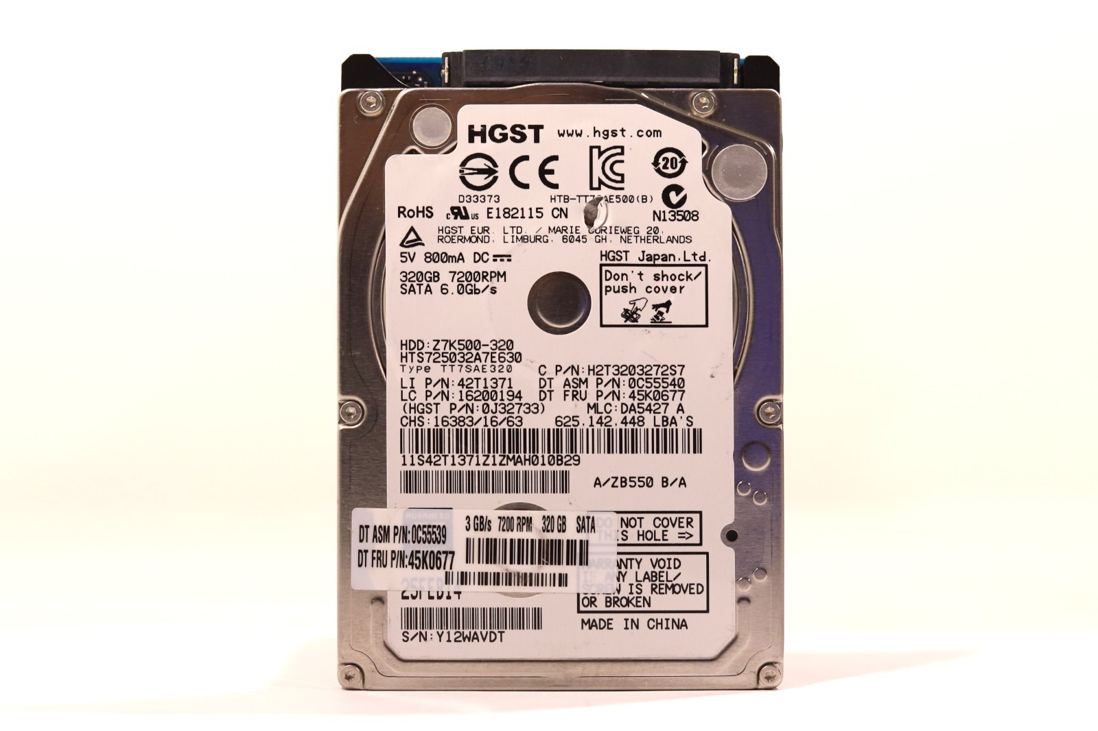 Lenovo HTS725032A7E630 320GB 2.5" 3Gb/s 7.2K RPM SATA Hard Drive FRU P/N:45K0677