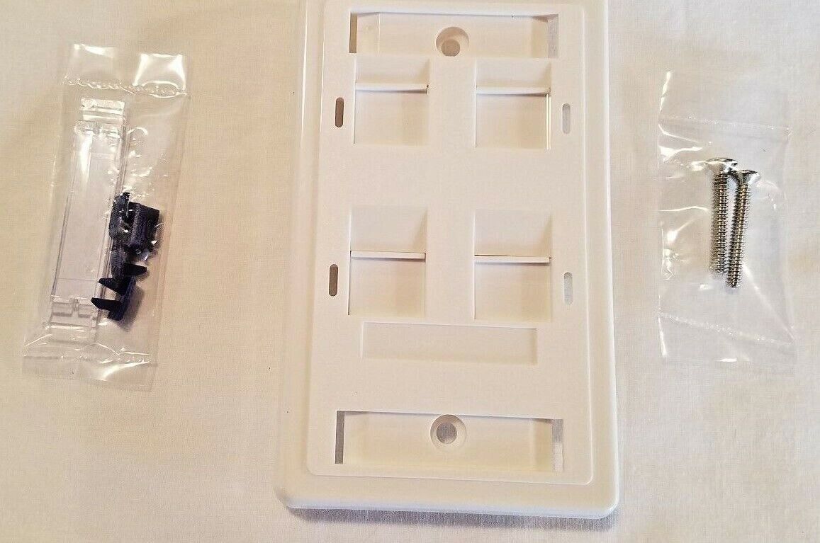 4-Port Keystone Faceplate with Shutters FP-US-4-WH Hyperline - White - LOT OF 9