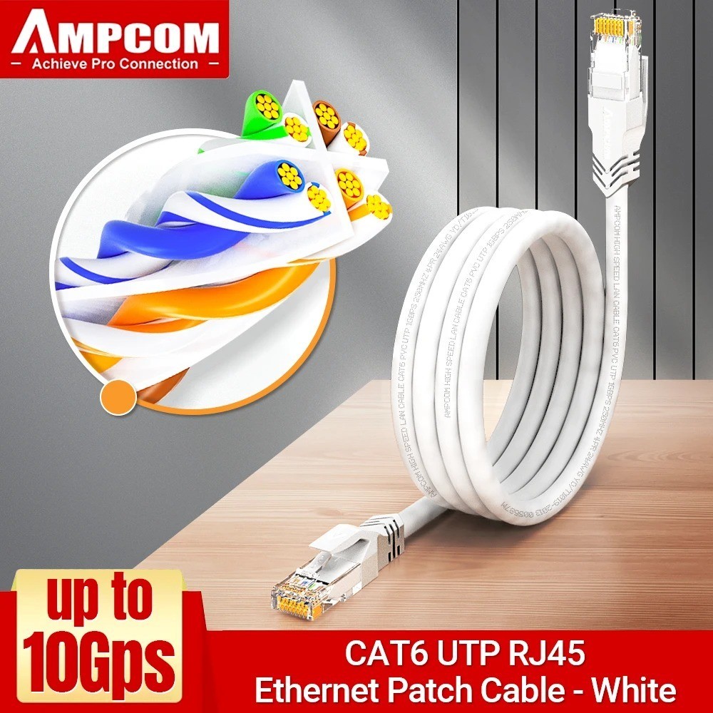 AMPCOM CAT7 CAT8 Ethernet Cable Ultra-Soft Shielded RJ45 LAN Cord 0.5M-5M 40Gbps