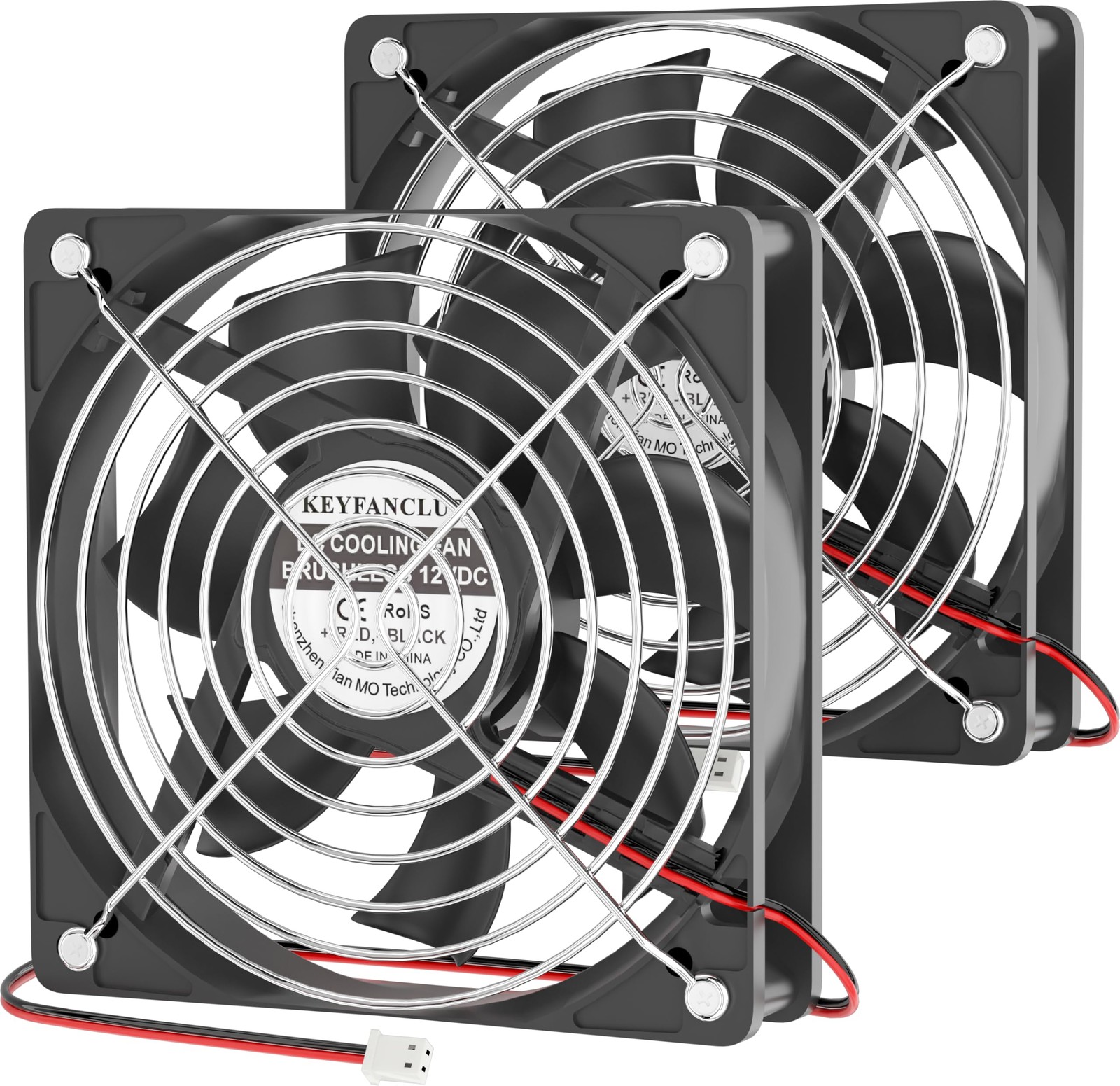 KEYFANCLUB 2-Pack 120mm Fan DC 12V Computer x120mm x 120x120x25mm