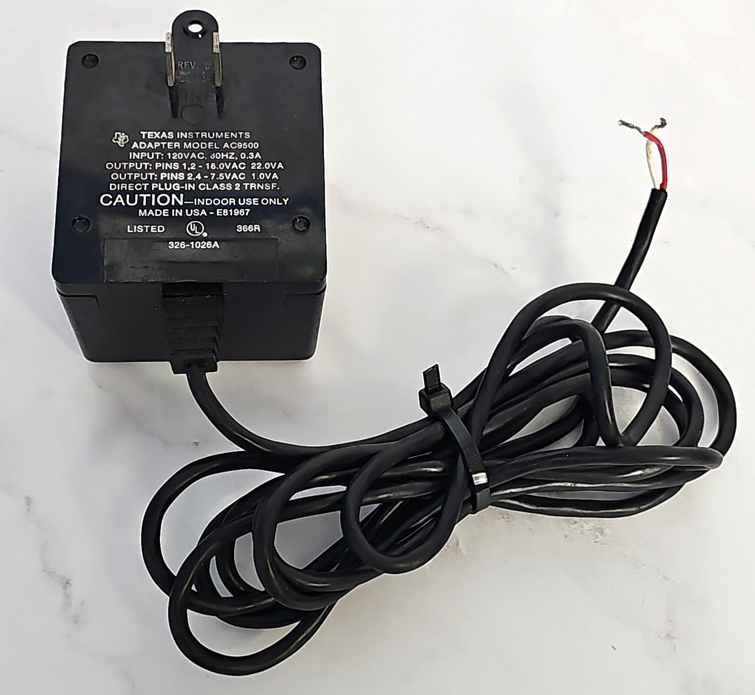 Texas Instruments TI-99/4A AC9500 Power Supply Adapter Cut Cord Parts Repair VTG