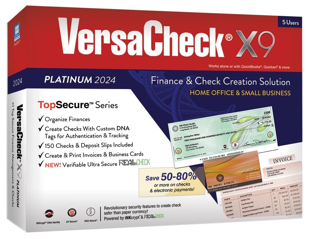	VersaCheck X9 Platinum 2024 – 5 User Finance and Check Creation Software	