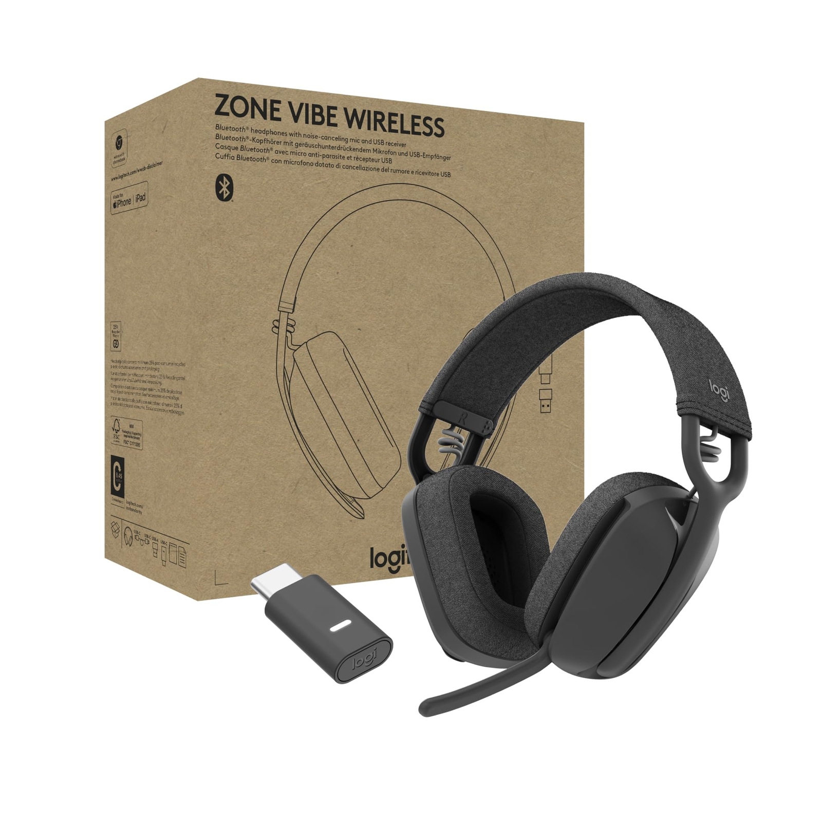 Logitech Zone Vibe Wireless Graphite Color Headset for Business  - UC Version