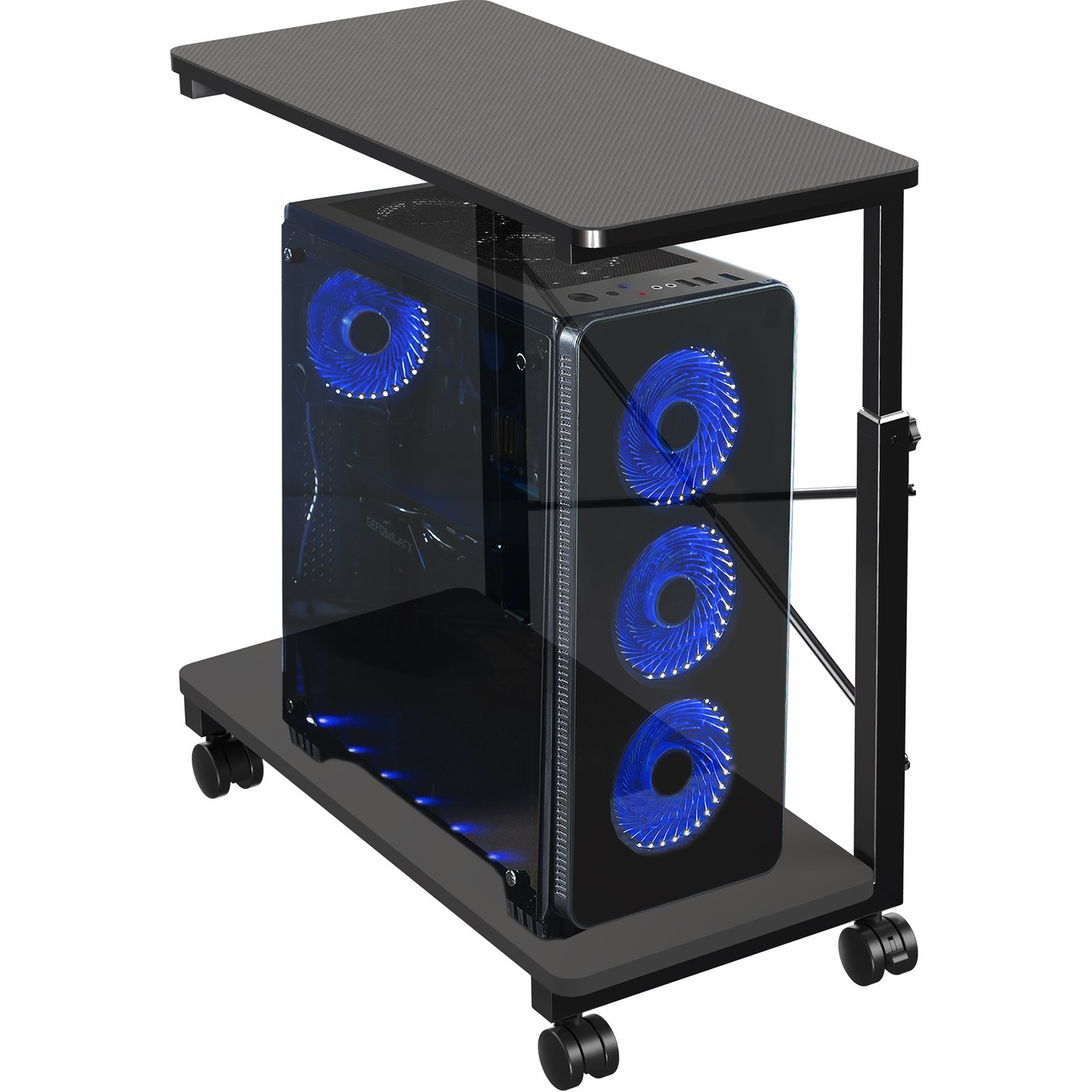 VIVO Black Mobile PC Cart with Storage, Premium Computer Tower Holder