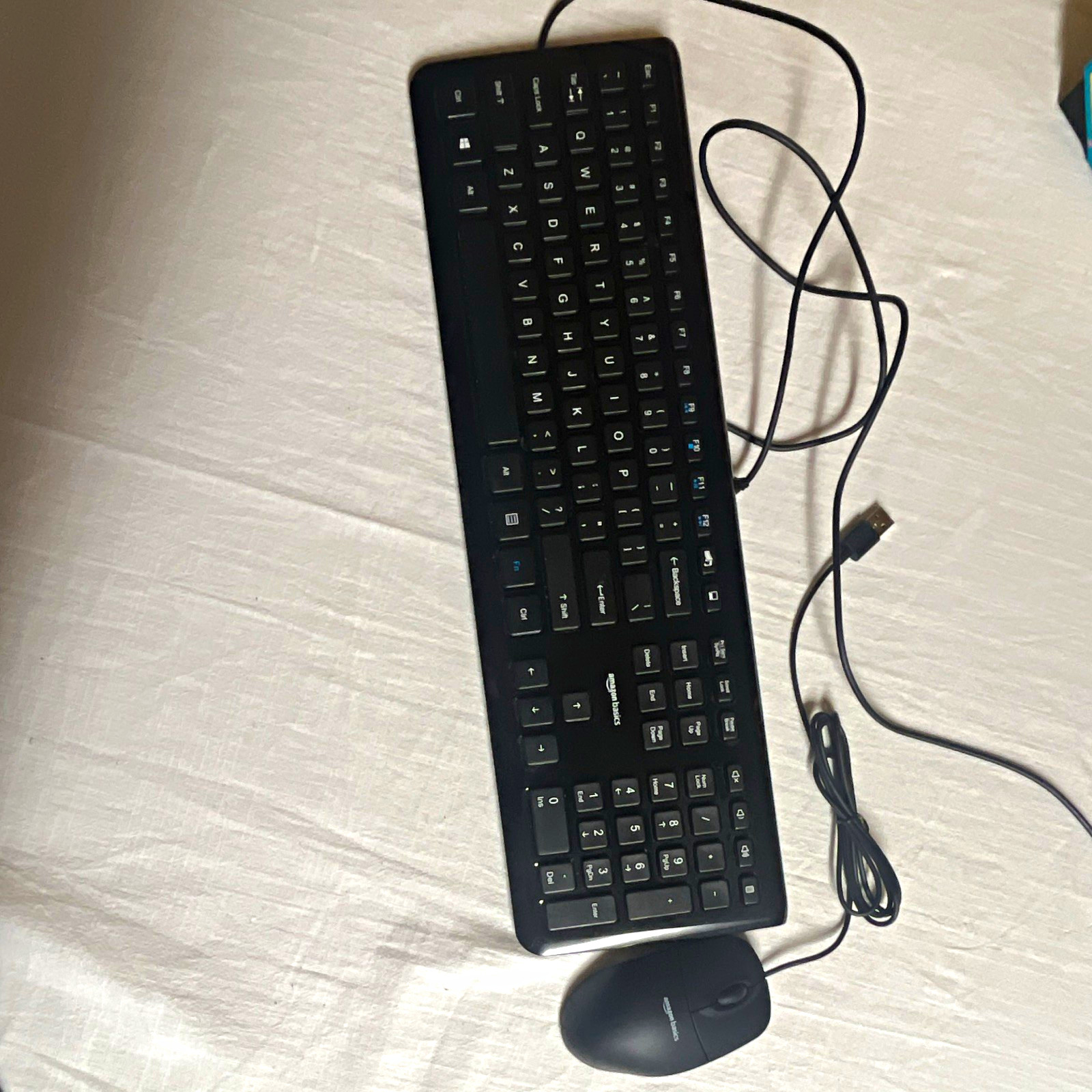 Amazon Basics Wired USB Keyboard & Mouse Bundle, Black, English QWERTY