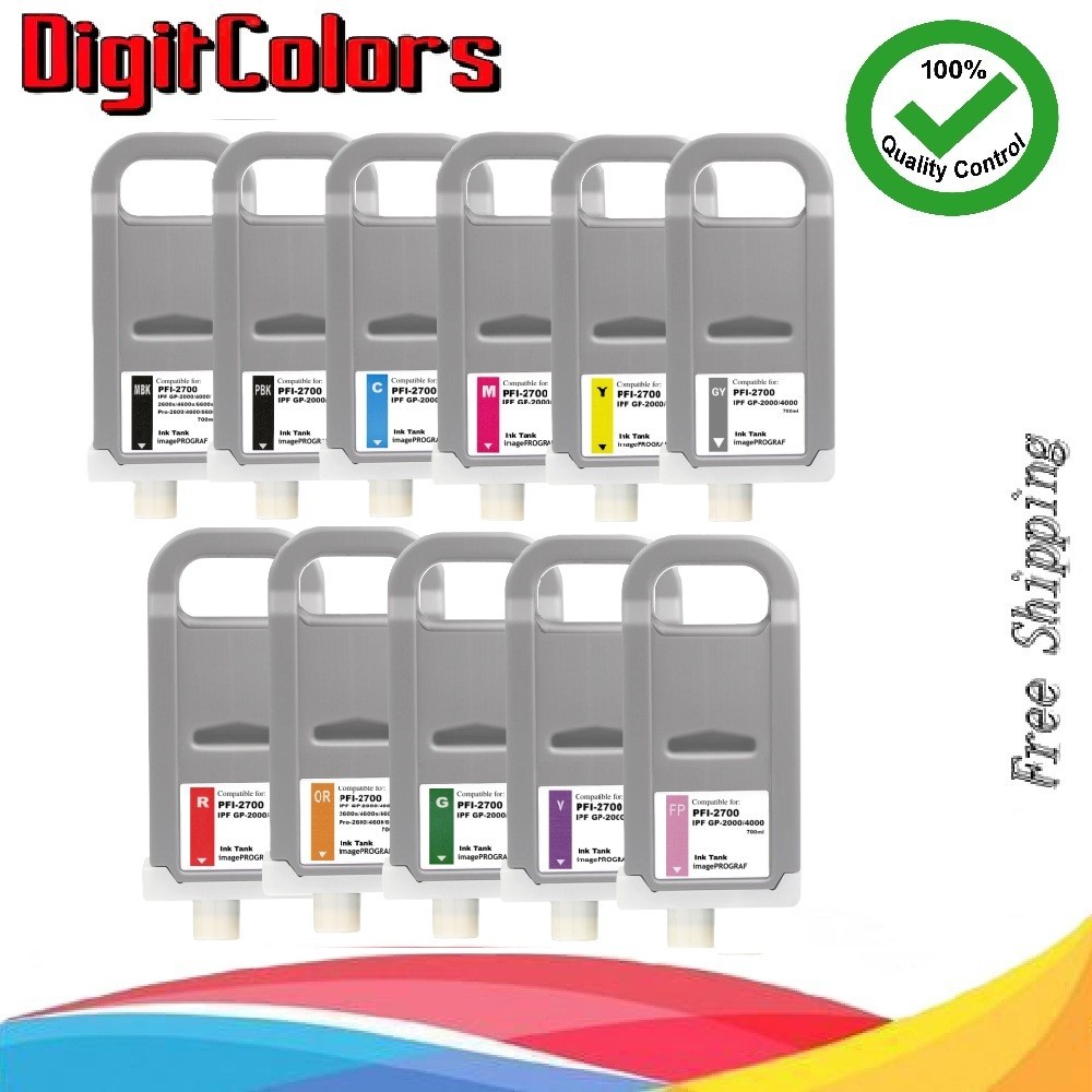 Pack 8 PFI-2700 Ink Tank Cartridge fit for canon PFI2700 IPF GP-2000 GP-4000