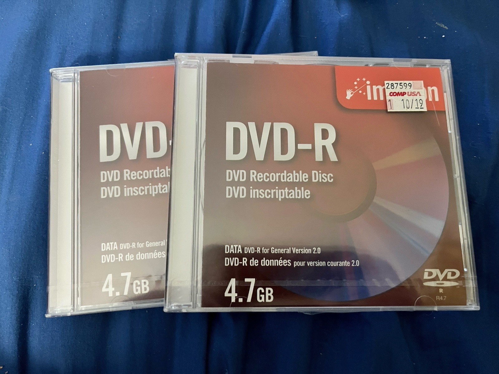 IMATION DVDR 4.7GB Recordable Discs Data Media Jewel Case Lot Of 2 NEW