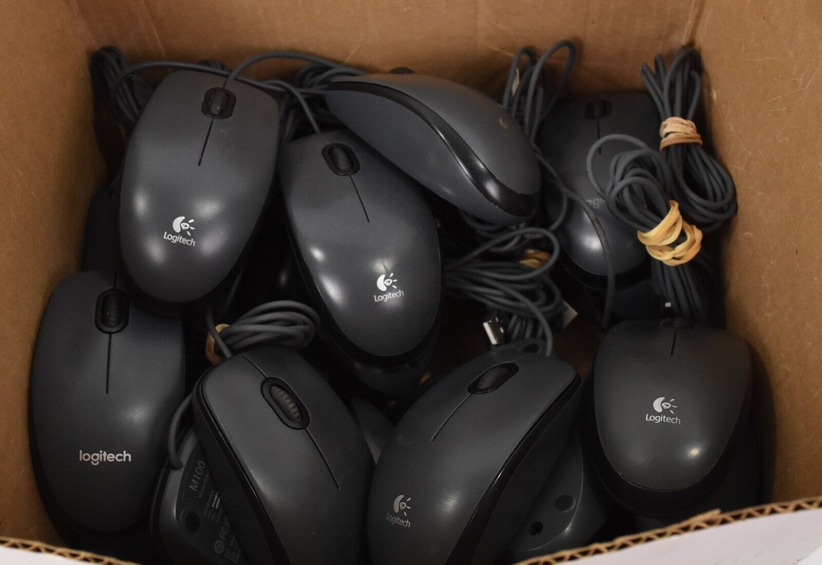 Lot of (20) Logitech M100 Gray Wired USB Mouse