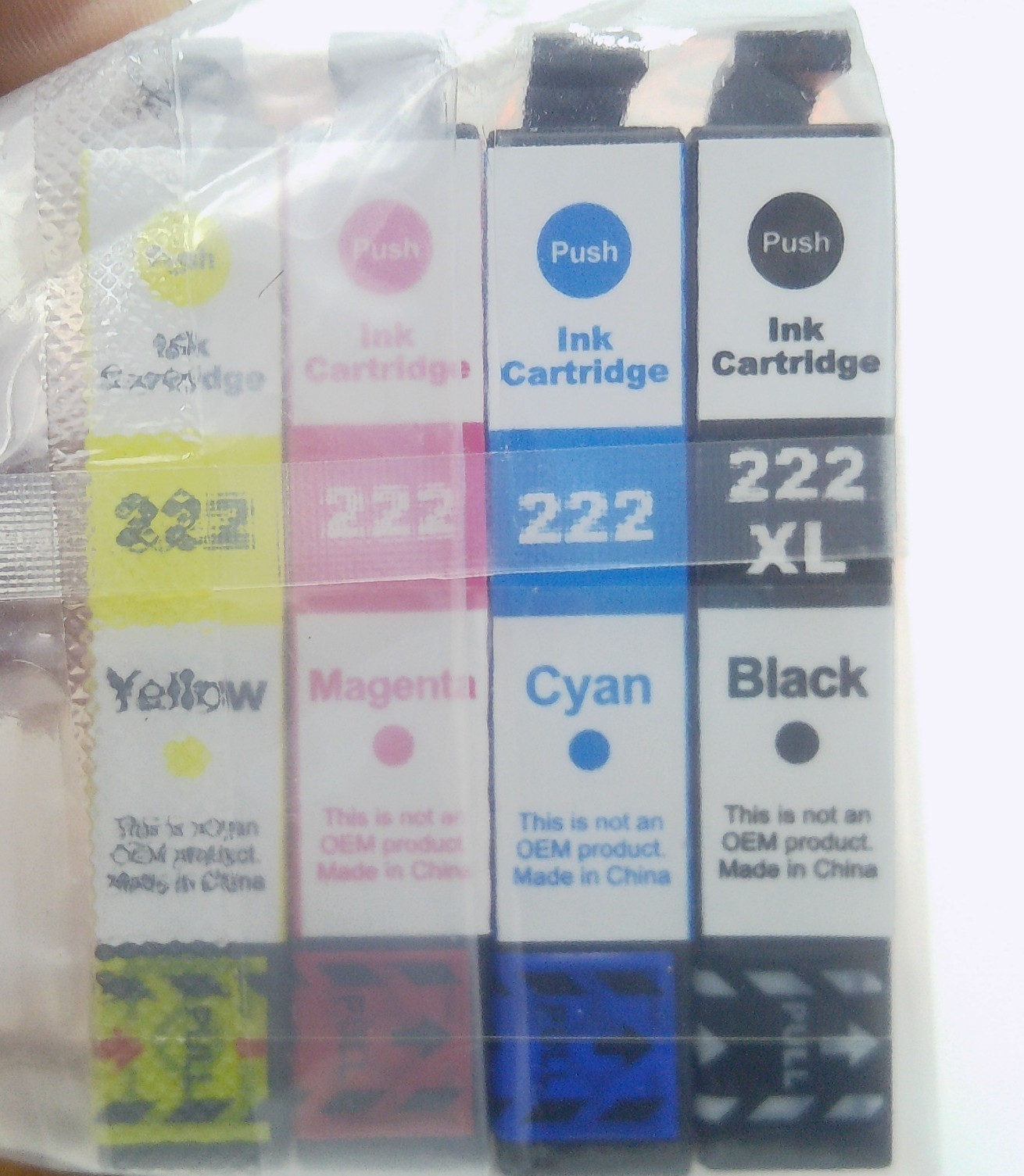 Replacement For Epson 222XL Black Cyan Magenta Yellow Ink Cartridge Set T222XL