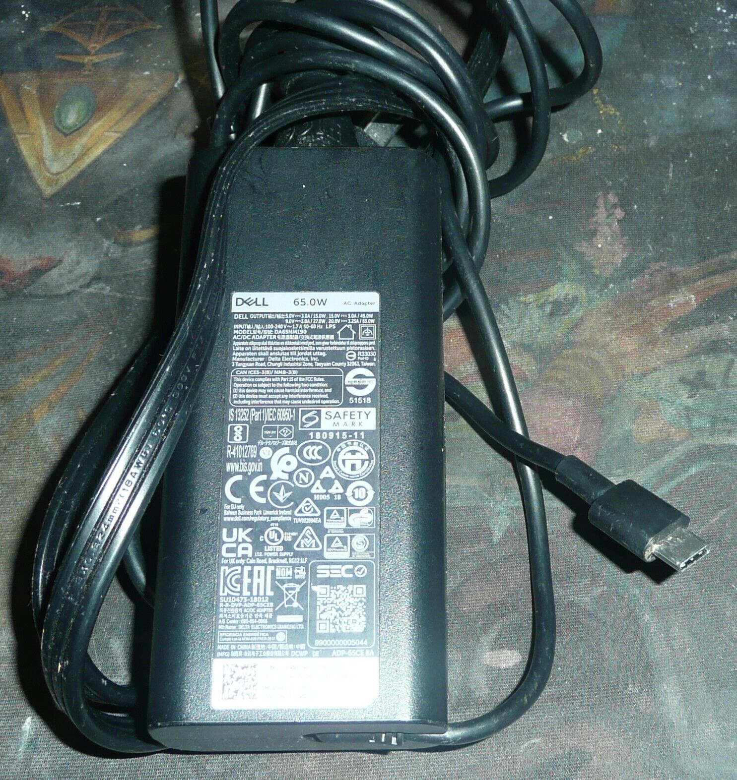 Genuine Dell AC Adapter 65W 20V 3.25A - 02WDR5 USB-C Power Laptop Charger