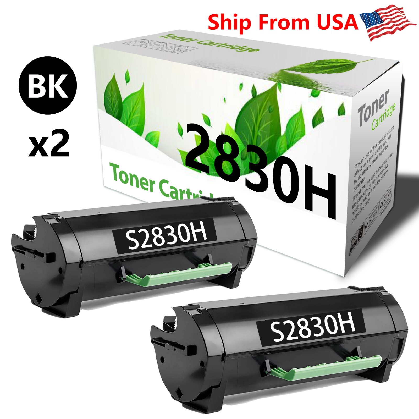 2-Pack S2830 2830DN Toner Cartridge for S2830 2830DN S2830dn Printer( 2x Black)