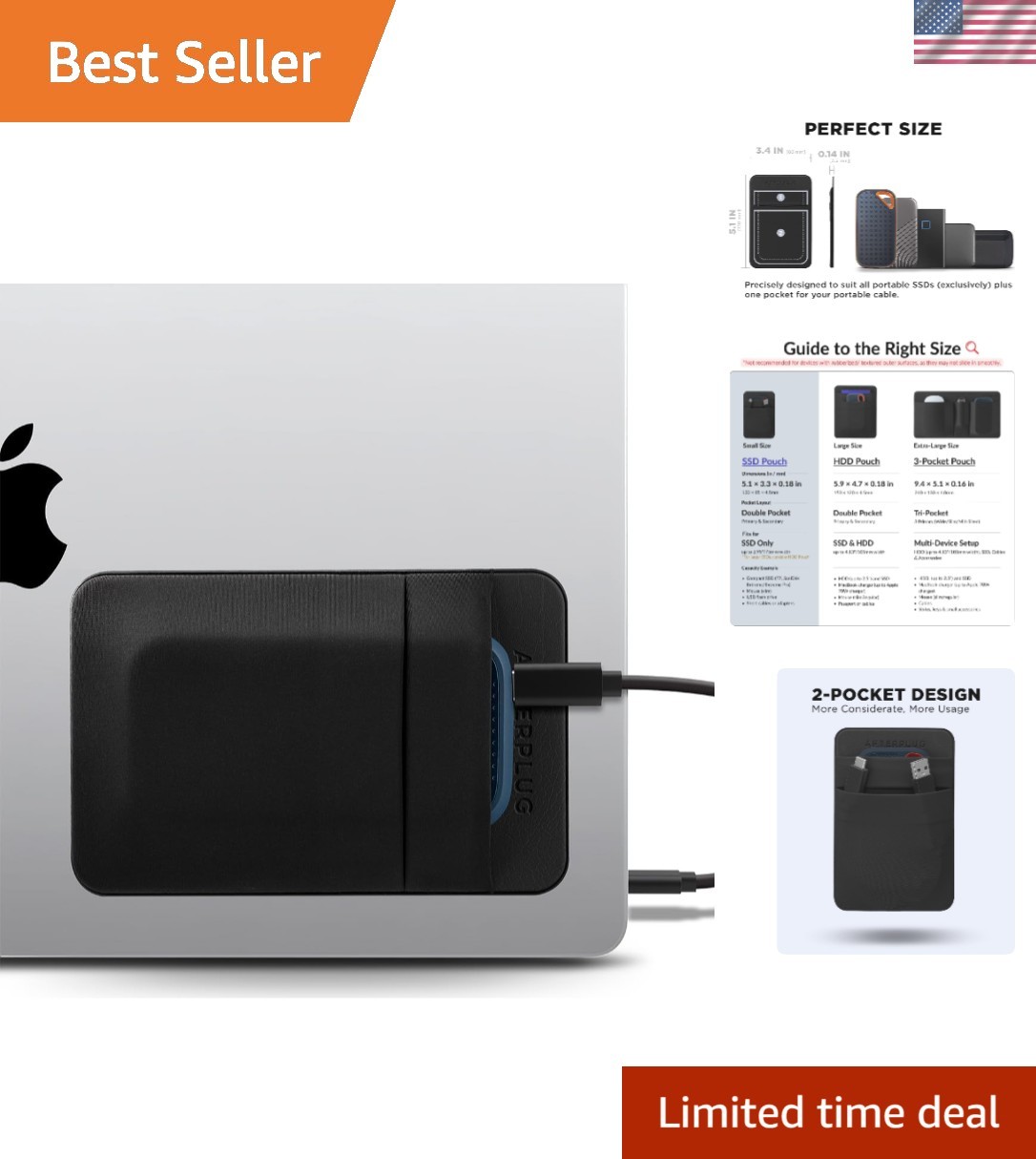Sleek Stick-On Pocket Pouch for Portable SSDs - Lightweight Tech Organizer