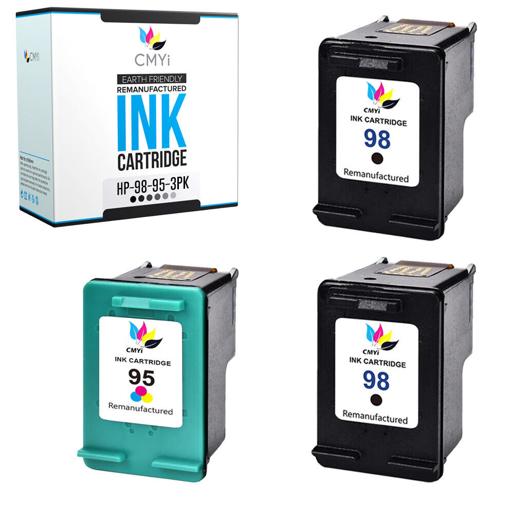 3 PK Replacement Ink Cartridges for HP 98 95 Black Tri-Color Combo Cartridge