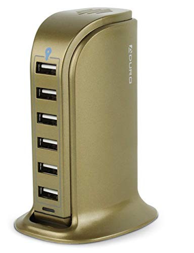 Port USB Desktop Charging Station Hub Wall Charger (Gold) - Aduro 40W 6