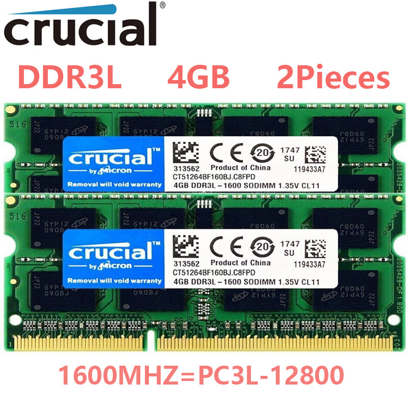 Crucial DDR3L 8GB Kit 2 x 4GB 1600MHz PC3L-12800 Laptop RAM Sodimm Memory 1.35V
