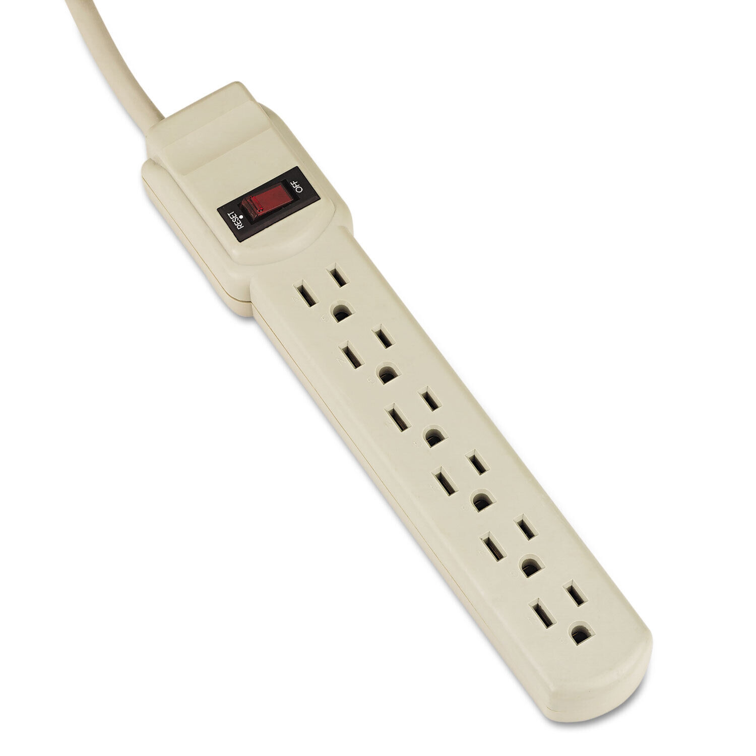 Innovera Six-Outlet Power Strip 4-Foot Cord 1-15/16 x 10-3/16 x 1-3/16 Ivory