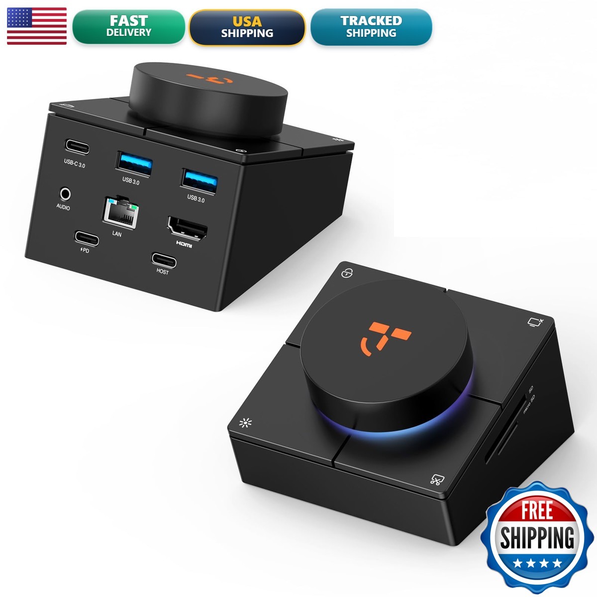 TobenONE 10-in-1 USB C Hub Shortcut Keys, Volume Knob, 4K HDMI UDS048