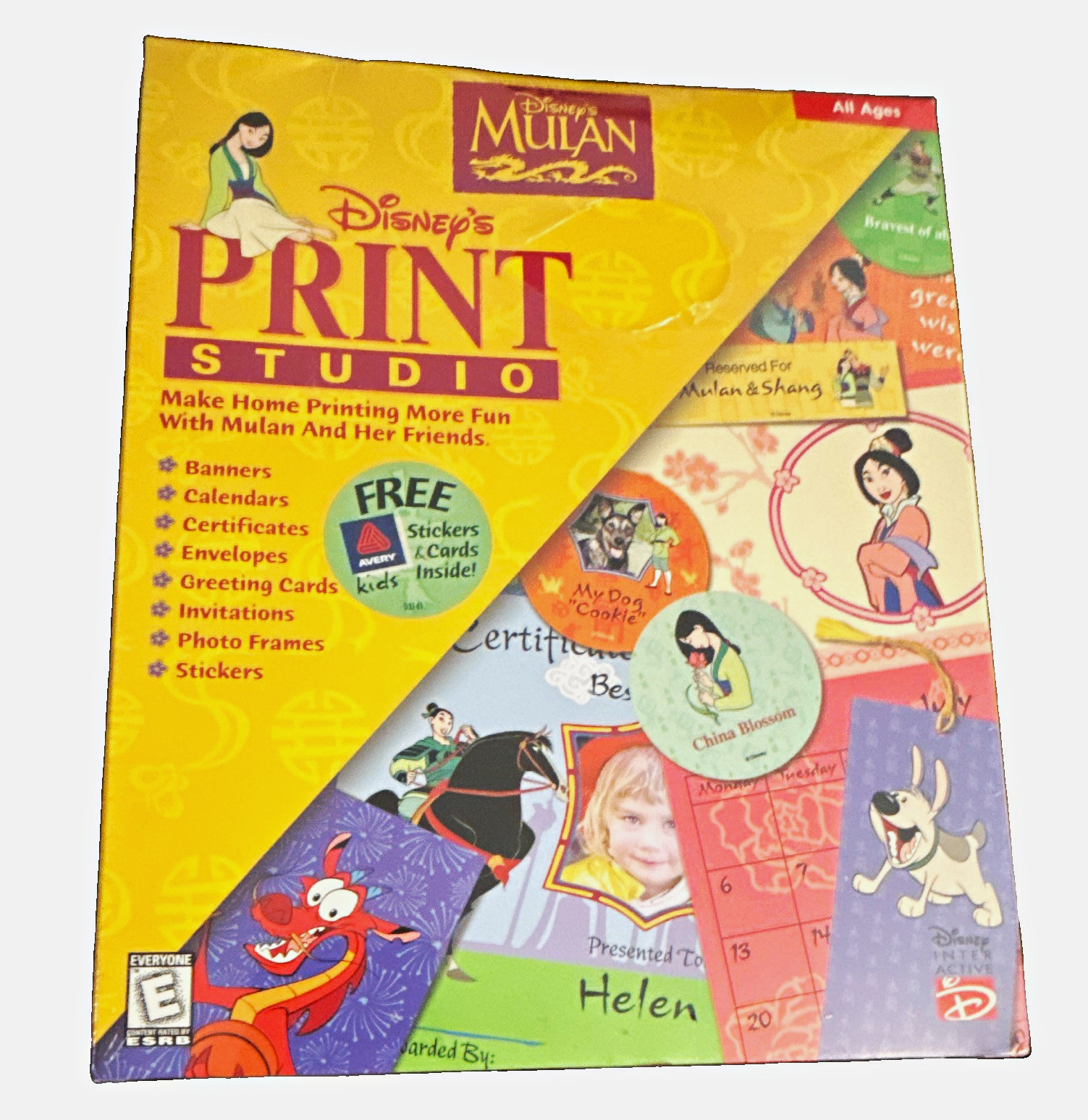 New Sealed Disneys Mulan Print Studio PC CD-ROM Big Box Game Vintage 1998