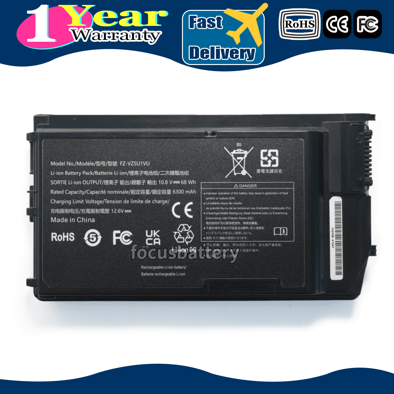 New OEM 6300mAh FZ-VZSU1VU Li-Ion Battery for Panasonic TOUGHBOOK G2 FZ-G2